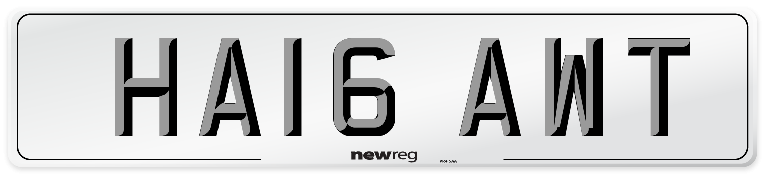 HA16 AWT Number Plate from New Reg
